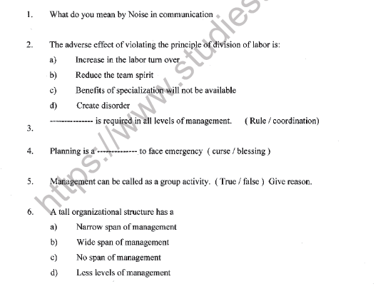 CBSE Class 12 Business Studies Question Paper 2021 Set A Solved